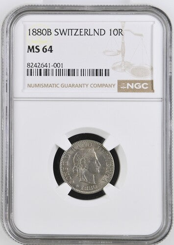 Schweiz 10 Rappen 1880 | NGC MS64 Kabinettstück | Pop 2/4