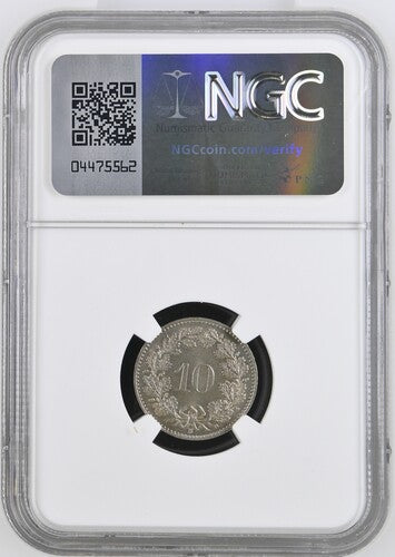 Schweiz 10 Rappen 1880 | NGC MS64 Kabinettstück | Pop 2/4