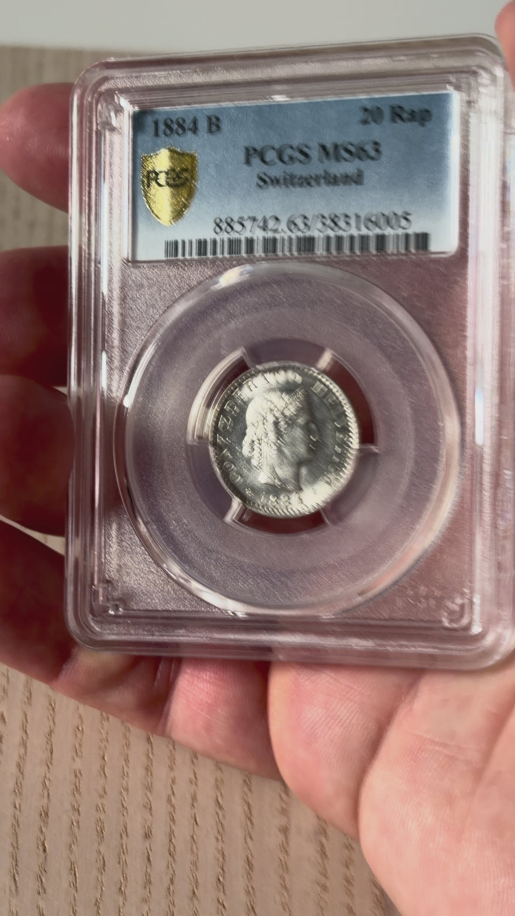 Schweiz 20 Rappen 1884 | Prachtvoller Reinnickel-Klassiker | PCGS MS63 Kabinettstück