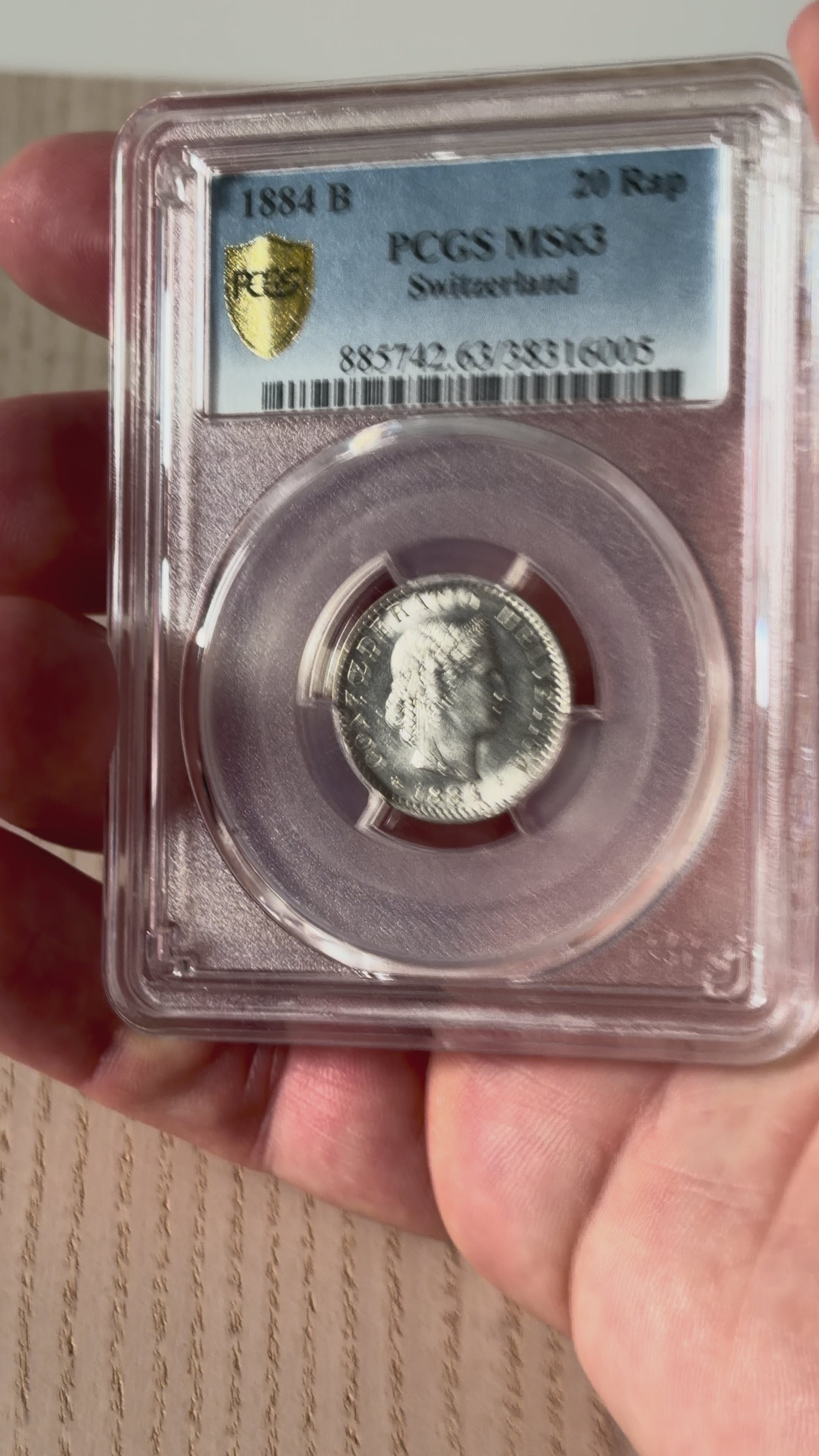 Schweiz 20 Rappen 1884 | Prachtvoller Reinnickel-Klassiker | PCGS MS63 Kabinettstück