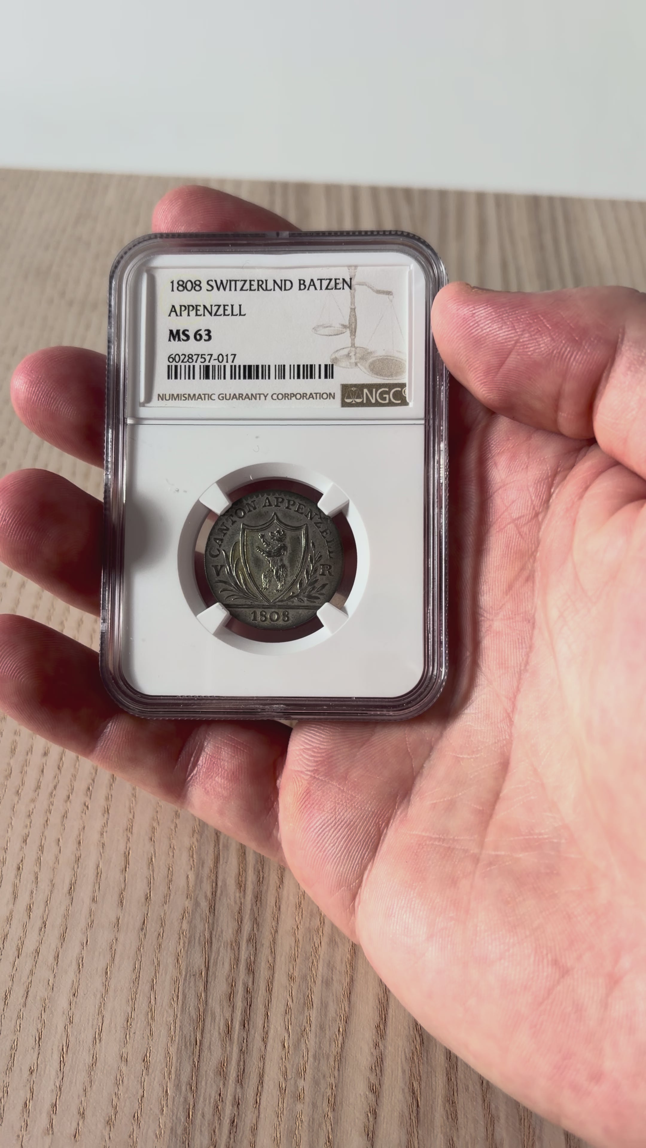 Schweiz Appenzell Ausserrhoden 1 Batzen 1808 | NGC MS63 Kabinettstück, nur zwei besser bewertet