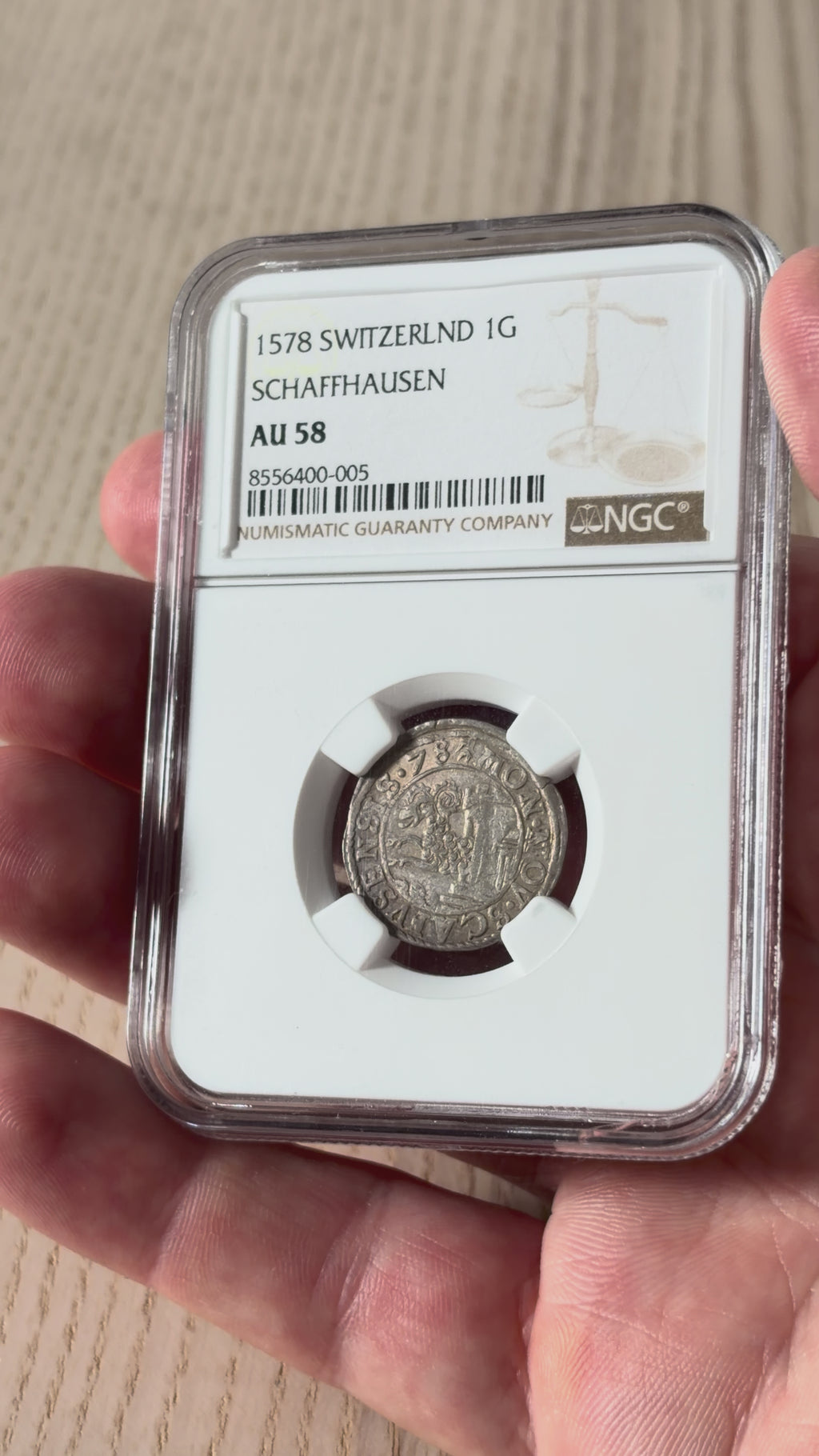 Schweiz Reichsstadt Schaffhausen 1 Groschen 1578 | NGC AU58 Top Pop Kabinettstück