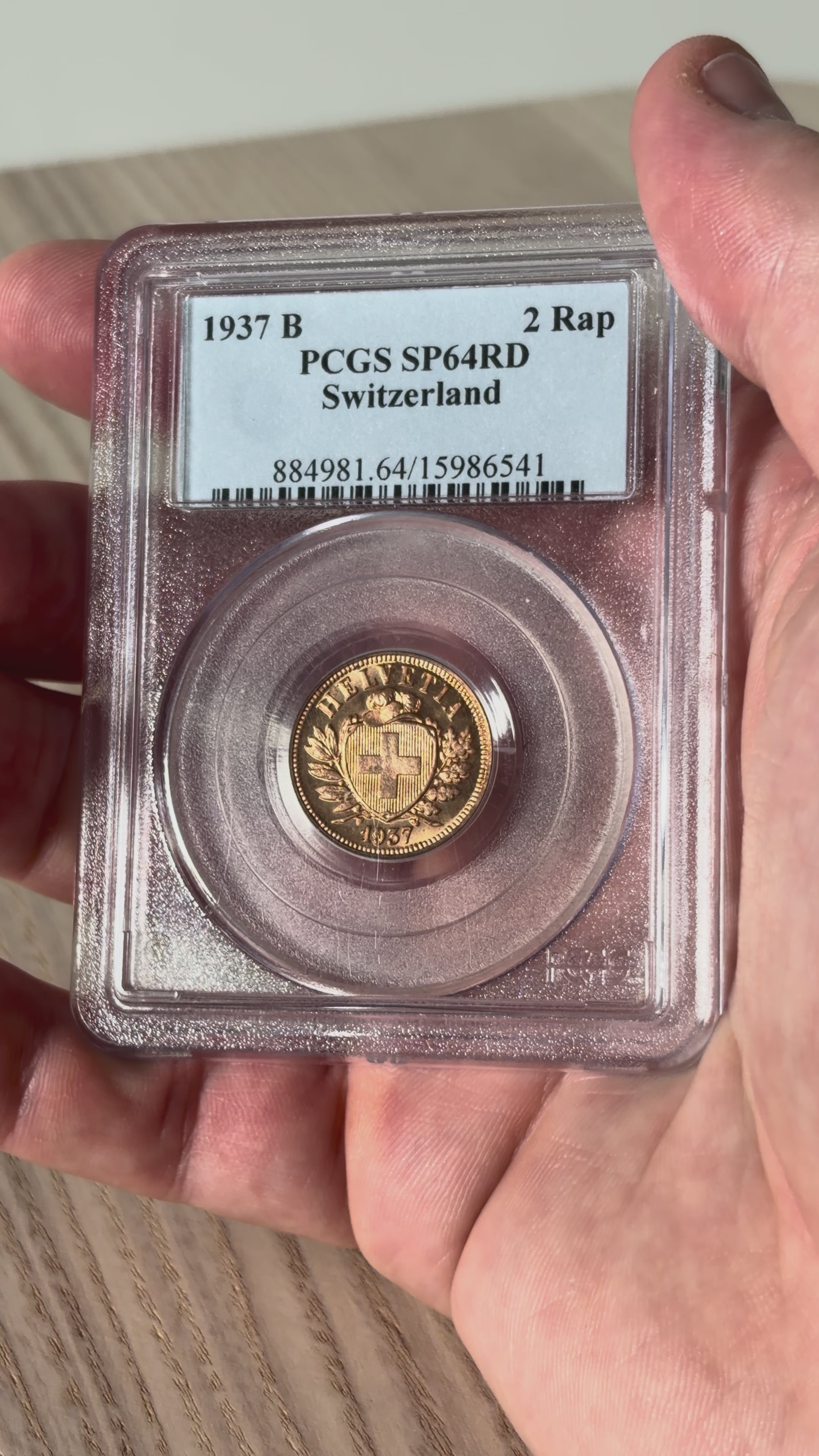 Schweiz 2 Rappen 1937 | PCGS SP64 RD Kabinettstück