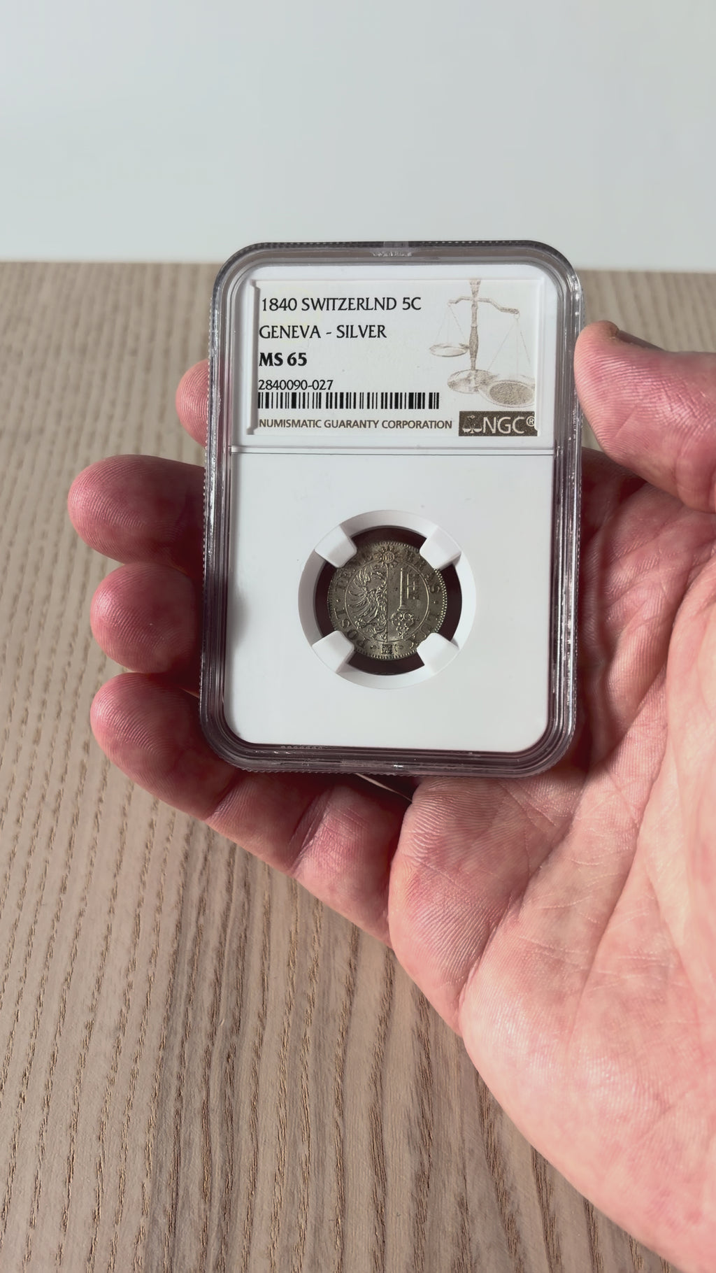 Schweiz Genf 5 Centimes 1840 | Äusserst seltener Silberabschlag | NGC MS65 Top Pop 3/0