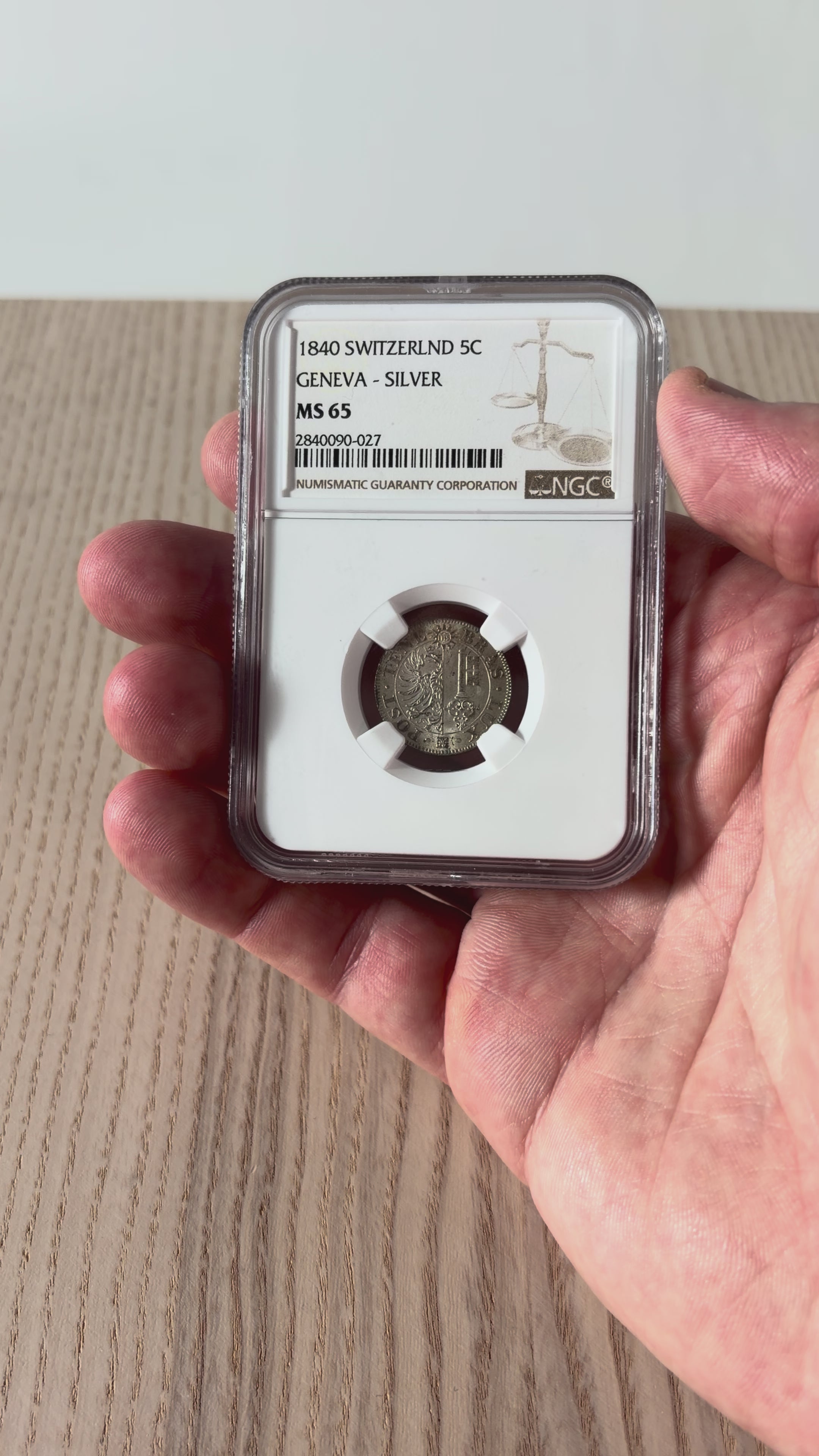 Schweiz Genf 5 Centimes 1840 | Äusserst seltener Silberabschlag | NGC MS65 Top Pop 3/0