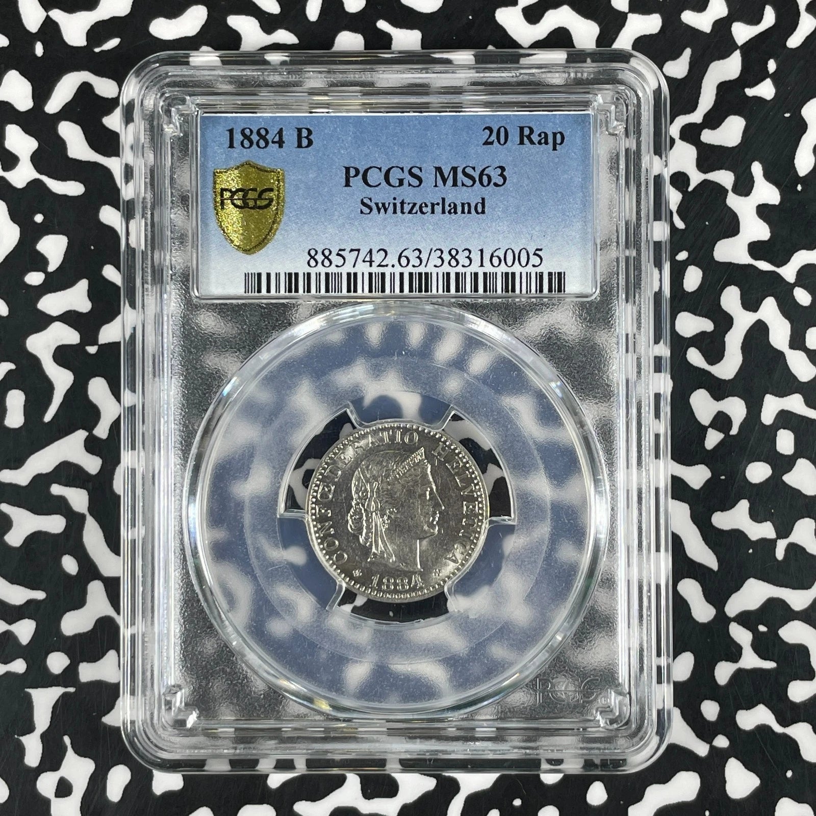 Schweiz 20 Rappen 1884 | Prachtvoller Reinnickel-Klassiker | PCGS MS63 Kabinettstück