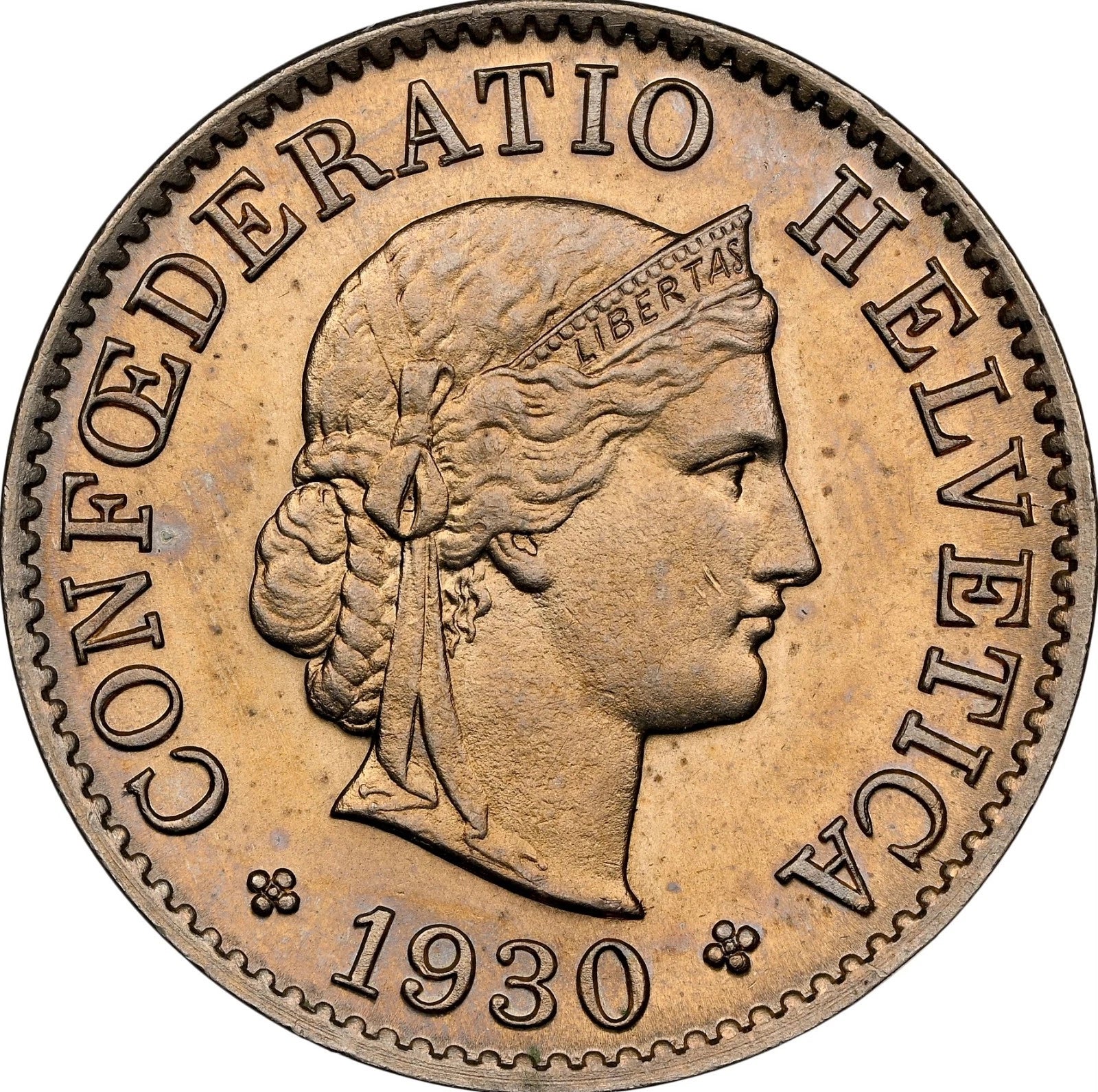 Schweiz 5 Rappen 1930 | Aussergewöhnlicher Gem Mint State  |  NGC MS65 Kabinettstück, nur zwei höher bewertet!