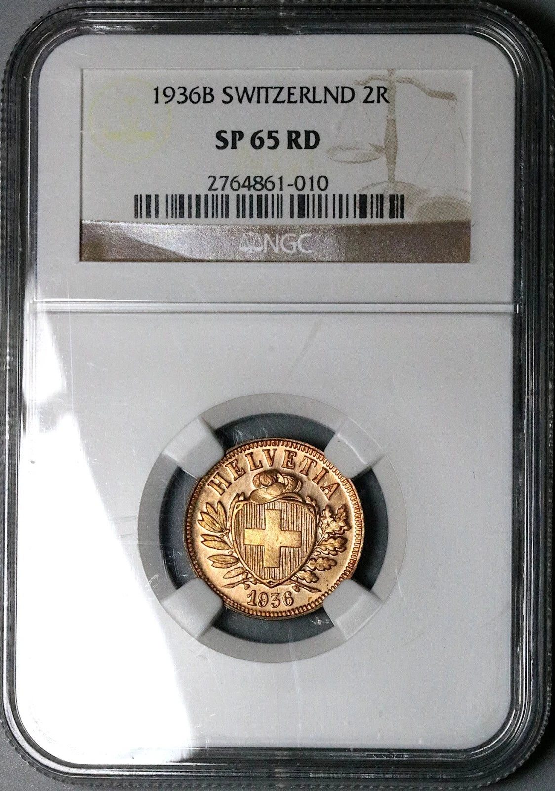 Schweiz 2 Rappen 1936 | Historisches Prachtstück | NGC SP65 RD  TOP POP, kein besseres Exemplar bei NGC bewertet!
